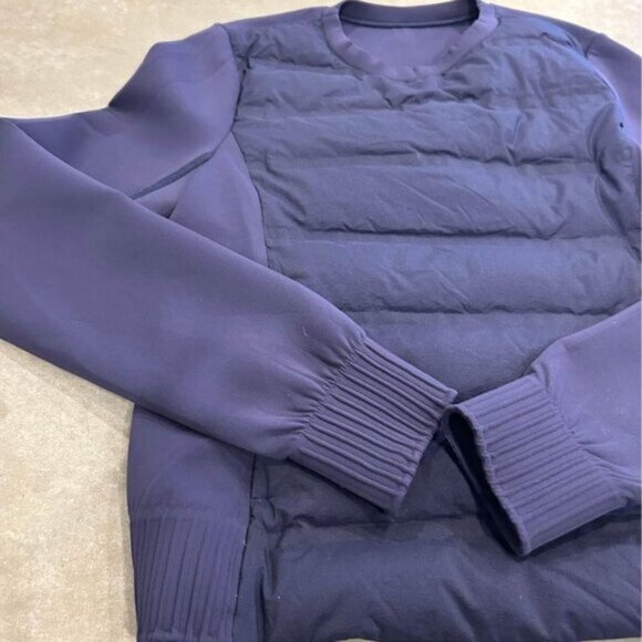 Lululemon Goose Down Puffer Sweater Navy Blue Size 4 Crew Neck - Picture 2 of 11